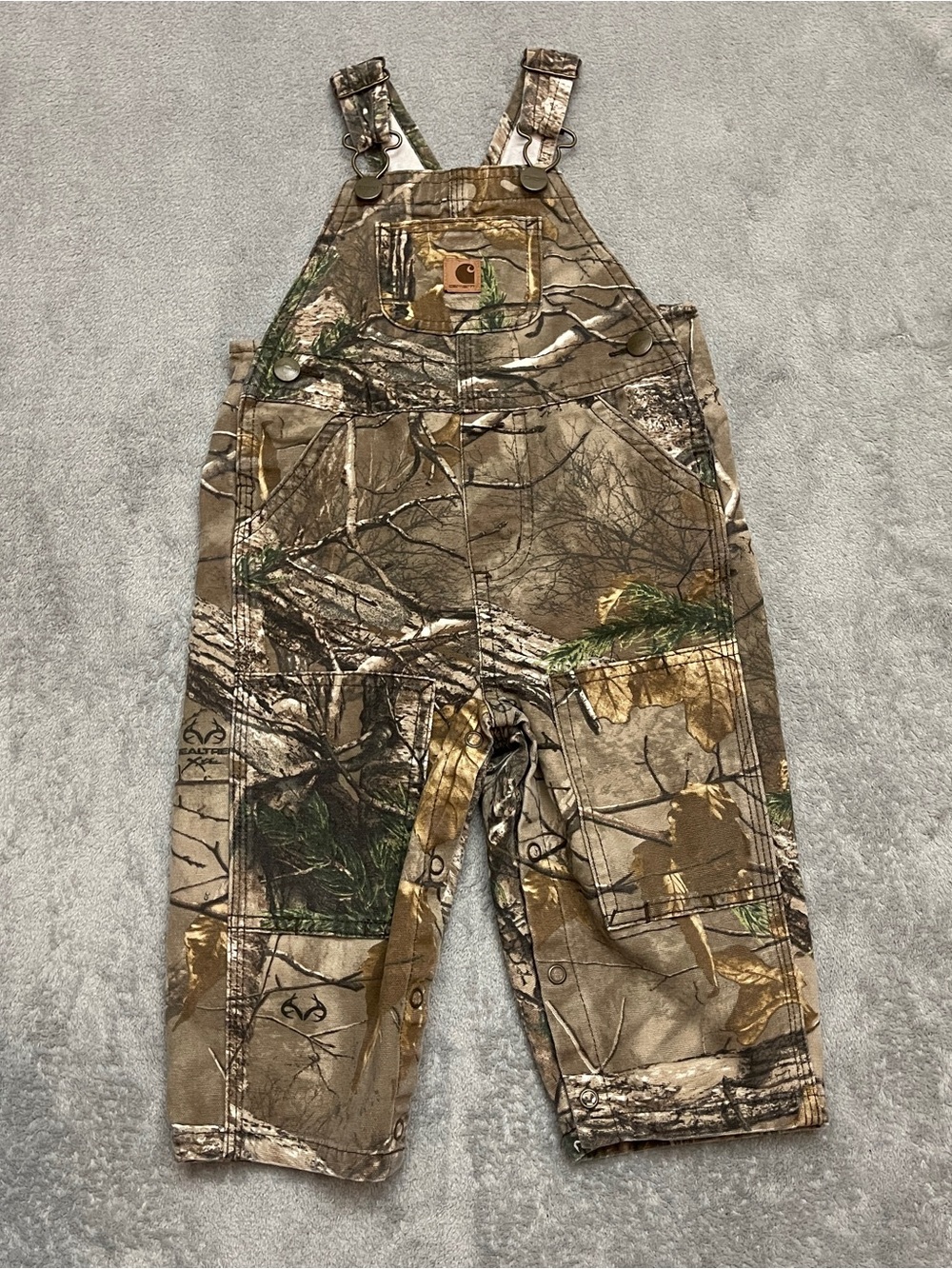 Carhartt Baby 12M Realtree Camo Canvas Bib Overalls Hunting Duck Dungaree